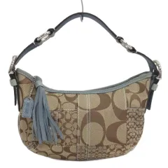 コーチ COACH シグネチャー パッチワーク ハンドバッグ セミショルダー パイソンレザー 3680 ブルー ベージュ