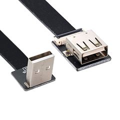 特価商品 NFHK アップアングル USB 2.0 Type-A オス - メス 延長データ フラット スリム FPC ケーブル FPV & ディスク & スキャナー & プリンター用 20CM
