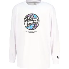 コンバース CONVERSE  プリントロングスリーブシャツ バスケットボール Ｔシャツ 半袖Ｔシャツメンズ （cb252366l-1100）、ホワイト