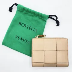 BOTTEGA VENETA（ボッテガヴェネタ）カセット 二つ折り財布 マキシイントレチャート ベージュ レザー コンパクトウォレット メンズ レディース【中古】