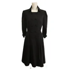フォクシーニューヨーク FOXEY NEW YORK 美品 トレンチコート ワンピース ダブル Aライン ロング丈42 黒 ブラック 23798 IBO94のサムネイル