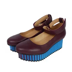 ユナイテッドヌード UNITED NUDE × ISSEY MIYAKE イッセイミヤケ WAVE ベルテッドシューズ パンプス プラットフォームシューズ 36 ボルドーのサムネイル