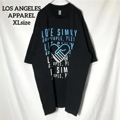 【LOS ANGELES APPAREL】ロサンゼルスアパレル メッセージ ハート アメリカ チャリティTシャツ プリントロゴ オーバーサイズ 半袖Tシャツ US古着 USA輸入 クロ 2XLsizeのサムネイル