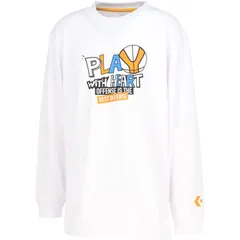 コンバース CONVERSE  Jr.プリントロングスリーブ バスケットボール Ｔシャツ 半袖ＴシャツＪＲ （cb452359l-1100）、ホワイト