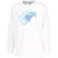 コンバース CONVERSE  プリントロングスリーブシャツ バスケットボール Ｔシャツ 半袖Ｔシャツメンズ （cb252365l-1100）、ホワイト