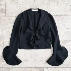 ヴァレンティノ VALENTINO ☆ フリル ウール ラグランスリーブ ジャケット 8 イタリア製 ブラック 黒 ヴァレンチノ バレンティノのサムネイル