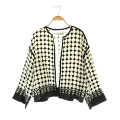 アドーア ADORE 25SS シルクノーカラージャケット 38 ブラック オフホワイト /DO ■OSのサムネイル