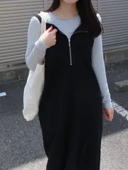 GeeRA ジーラ ワンピース S ブラック 無地 袖なし ひざ丈 フレアのサムネイル