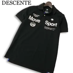 DESCENTE デサント 春夏 Move Sport★ 半袖 プリント ポロシャツ Sz.L メンズ 黒 トレーニング ゴルフ