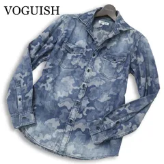 VOGUISH ヴォーギッシュ ルパート 通年★ 長袖 迷彩 カモフラ 総柄 ウォッシュ加工 デニム ワーク シャツ Sz.M メンズのサムネイル