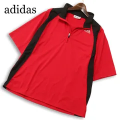 adidas GOLF アディダス ゴルフ 春夏★ 半袖 ハーフジップ 切替 ロゴ ポロシャツ Sz.M メンズ 赤