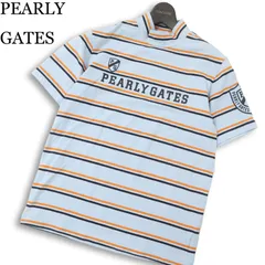 PEARLY GATES パーリーゲイツ ゴルフ 春夏★ 半袖 ストレッチ ボーダー モックネック シャツ 日本製 Sz.4 メンズ