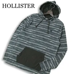 HOLLISTER ホリスター 通年★ ロゴ刺繍 ボーダー 切替 プルオーバー パーカー フーディー Sz.M メンズ