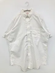 Brooks Brothers ビジネスシャツ 16 ホワイト コットン ストライプ柄 半袖 ボタンダウン レギュラーカラー