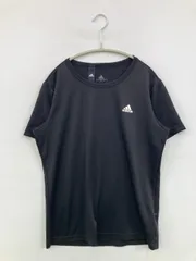 adidas アディダス Tシャツ/カットソー J/L ブラック 無地 ワンポイント ブランドロゴ ミドル丈 半袖 クルーネック(丸首)