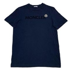 MONCLER ネイビー Tシャツ正規品 モンクレール 文字ロゴ ワッペン ネイビー M Tシャツ 国内正規品 5S435