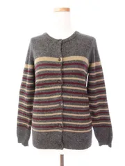 アフタヌーンティー Afternoon Tea WARDROBE カーディガン ニット ボーダー 長袖 ウール M グレー /ah