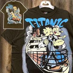 キャラ Tシャツ ベティ ブープ Betty boop ポパイ POPEYE タイタニック TITANIC シングルステッチ 映画 洋画 ムービー アメコミ 黒 USA製  Lサイズ  古着 ビンテージ used vintage  p10