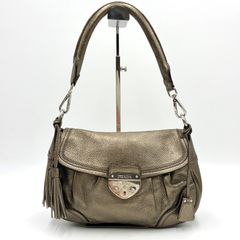 t23 プラダ ロゴ金具 ヴィッテロ グレー レザー 2wayショルダーバッグ 