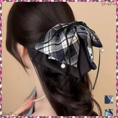 送料無料 チェック柄 リボン バンスクリップ大きめ 韓国風 おしゃれ ヘアアクセサリー 大人可愛い ヘアアレンジ 簡単髪留め カジュアル 誕生日 リボンクリップ プレゼント ヘアアレンジグッズ 髪飾り結婚式発表会 シンプルヘアアクセ