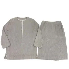 エルメス HERMES マルジェラ期 カシミヤ混 太畝 コーデュロイ ヴァルーズ ジャケット スカート 上下 セットアップ 裏地シルク100％ グレーベージュ系 38 36のサムネイル