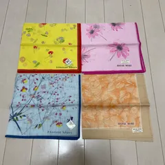 HANAE MORI ハナエモリ ハンカチ4枚セット 未使用 綿100% 42cm角 花柄