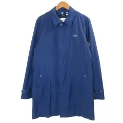 ラコステ LACOSTE ライナー付き ステンカラーコート 中綿 ロング ワッペン ワンポイント 48 日本サイズM相当 青 ブルー /Xのサムネイル