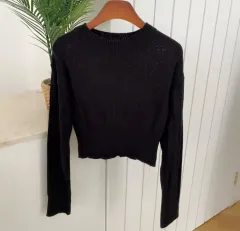 春 夏 ニット ショート クロップド スタイル #ブラック (新品)