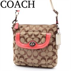 [Excellent Condition] COACH Signature Shoulder Bag, Crossbody, Turnlock Closure, Brown