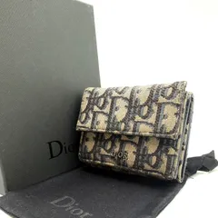 【良品✨】Christian Dior クリスチャンディオールトロッター 三つ折り財布 キャンバス レザー 小銭入れ付き メンズ レディース ユニセックス