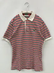 LACOSTE ラコステ ポロシャツ 2 レッド ボーダー柄 ワンポイント ブランドロゴ 半袖