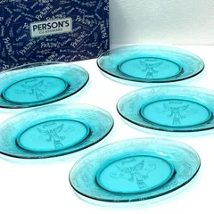 ◼︎未使用保管品◼︎【PERSON'S パーソンズ】ブルーガラス エンジェルオーバルプレート 5枚セットのサムネイル