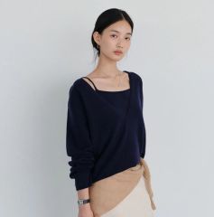 本日特価！美品tibiディビ ドゥーズィエムクラス購入サマーニット紺
