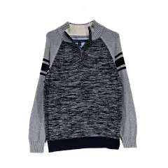 トミーヒルフィガー メンズ ニットハーフジップTシャツ 95 グレー スポーツルック 06261