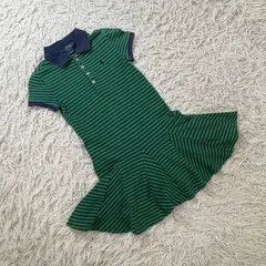 【美品】 Polo Ralph Lauren（ポロ ラルフローレン） ポロフレアワンピース 半袖ワンピース ボーダー 刺繍ポニー キッズ ジュニア 120サイズ 130サイズ 女の子