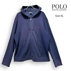 A2652/ Polo Ralph Lauren 90s ポロ ラルフローレン 鹿の子 ジップ パーカー ネイビー SizeXL