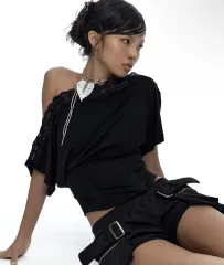 カシコ レイ ワンピースオフショルダー コルセット Tシャツ M