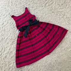 Polo Ralph Lauren（ポロ ラルフローレン） フレアワンピース パーティードレス ノースリーブ コットン100% ボーダー リボン キッズ ジュニア 120サイズ 相当 女の子 お出かけ お呼ばれ