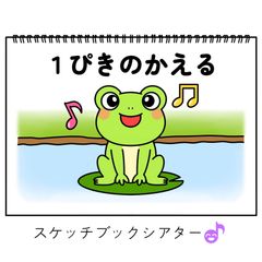 スケッチブックシアター素材「1ぴきのかえる」保育教材数字の歌お誕生日会手遊び歌てあそびうた童謡歌シアター★