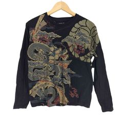 ドラゴンプリント長袖カットソー ダークグレー - メルカリ