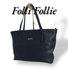 極美品　Folli Follie　372　トートバッグ　大容量　ネイビー　レザー　PVC　レディースのサムネイル
