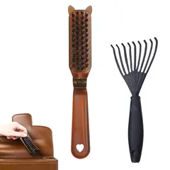 ツインブラシ くし 髪の毛 サラサラ ストレートブラシ 美容師推薦 ヘアブラシ 豚毛 髪ブラシ ブローブラシ ウッド風 木製 髪質改善 静電気防止 ヘアケア旅行/外出/通勤/通学 子供使用可能