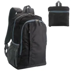 折り畳み式リュックサック 容量20L コンパクト 軽量 アウトドア サブバッグ (ブラック)