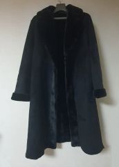 希少素材・防寒】ラムレザー ラムスエード フォックス衿 ロングコート 