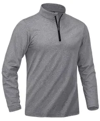 [KEFITEVD] 長袖tシャツ メンズ トレーナー スウェット スポーツウェア ジョギング トップス トレーニング ランニングウェア ロングスリーブ 運動着 裏起毛 ハーフジップ tシャツ 灰 グレー L