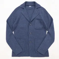 ◎three dots スリードッツ ニットジャケット テーラード ウール コットン ネイビー メンズ S b01202のサムネイル