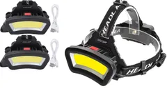 2台入り【電池無し】 巨大COB ヘッドライト COB LEDヘッドライト 5000ルーメンusb充電式 夜釣り 最適 登山 キャンプ アウトドア 災害 停電用 軽量 ヘルメットライト 18650電池適用のサムネイル