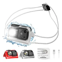 TeamOneDay 【箱根駅伝ランナー監修】ヘッドライト 充電式 軽量38g 220ルーメン 防水 ランニング アウトドア 登山 センサースイッチ MINI LED HEADLAMP ギフトに最適 (ホワイト)のサムネイル