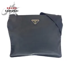 美品 PRADA プラダ テスート 三角ロゴプレート ブラック 黒 シルバー金具 ナイロン ショルダーバッグ ポシェット レディース 506591【中古】