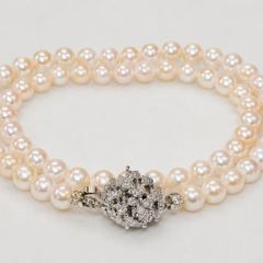 ④③レディースパールネックレス 冠婚葬祭 6.5-6.9mm silver刻印 